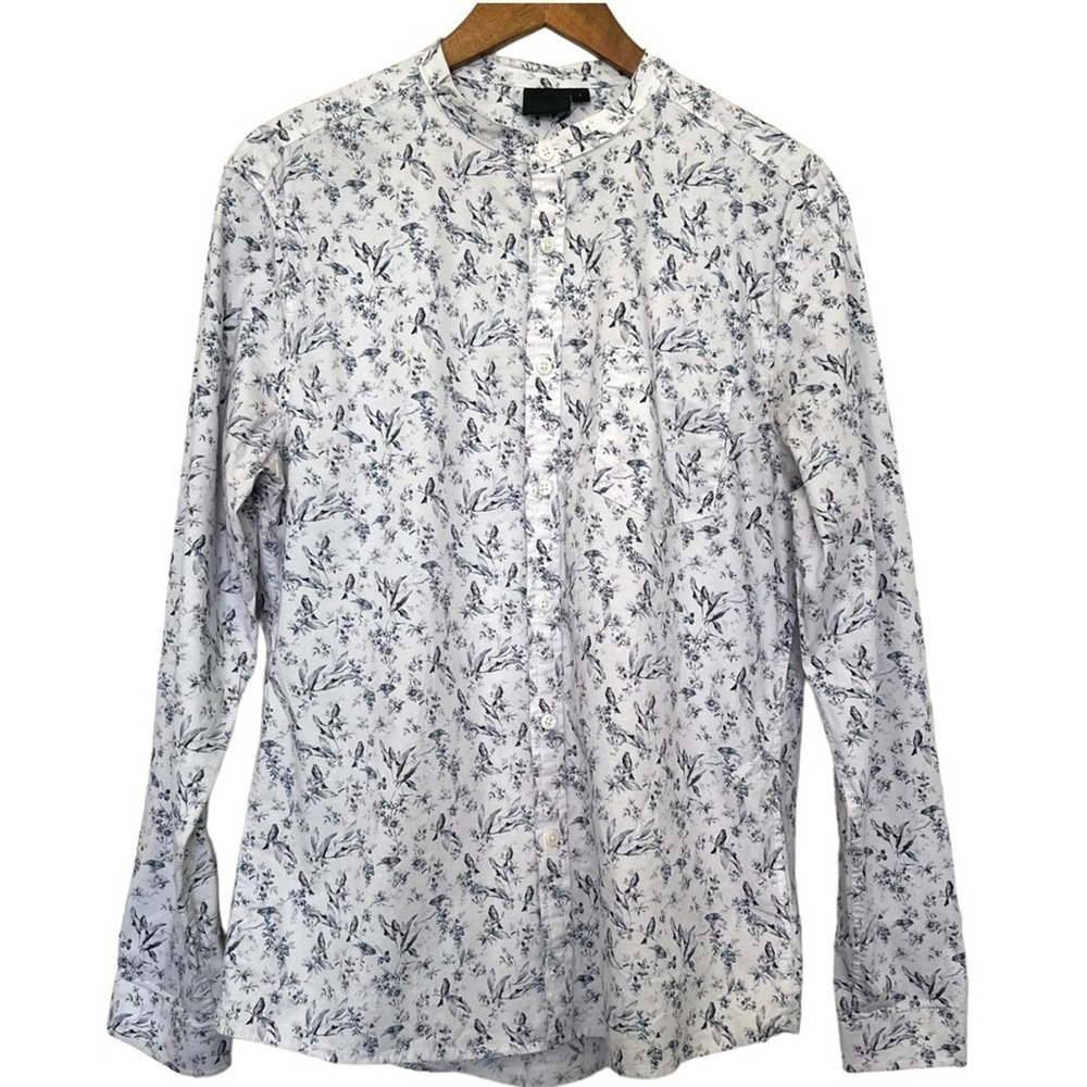 Asos Bird Print Pattern Button Down Shirt Size La… - image 7